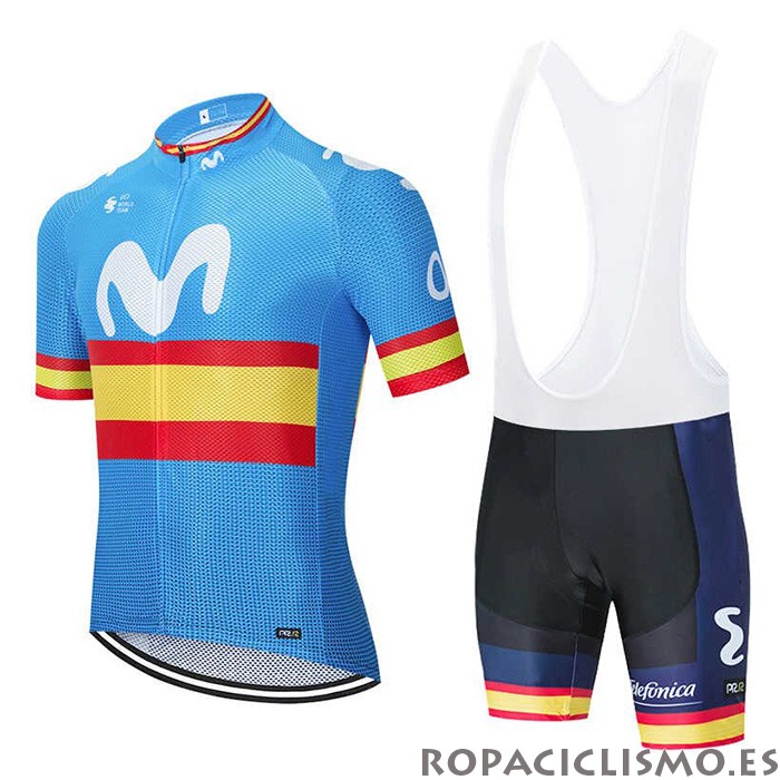 2020 Maillot Movistar Champions Espana Tirantes Mangas Cortas Azul